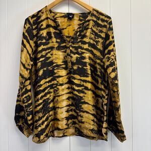 Nu Denmark Women's Abstract Tie Dye Boho Indie Henley Top Size S Free-Spirited